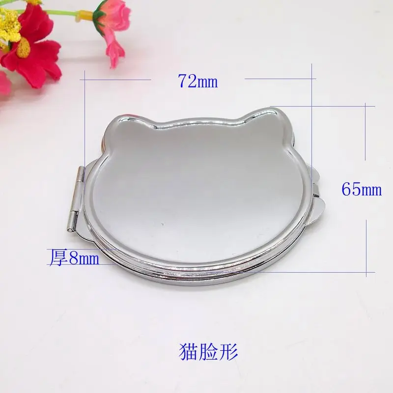Зеркало для макияжа с кошачьей головкой креативное косметическое компактное