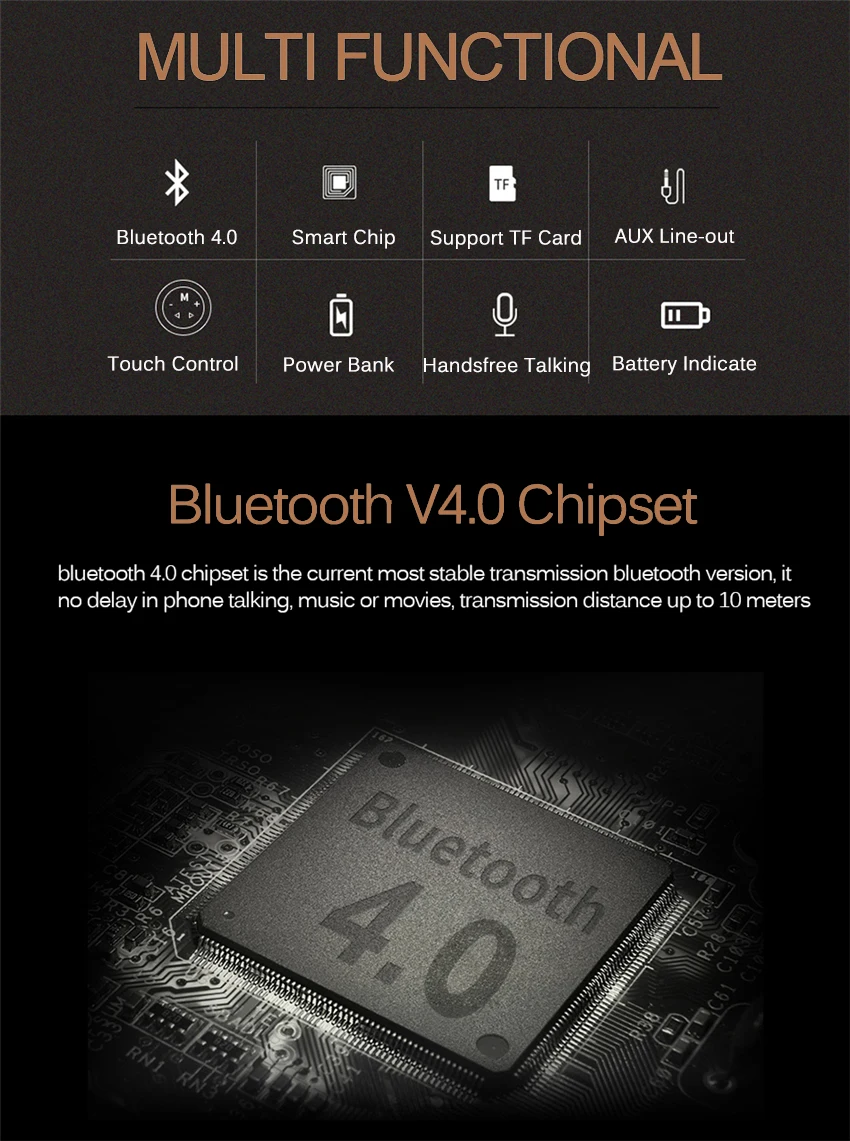 Zealot S8 Портативный беспроводной Bluetooth динамик сенсорное управление Спорт велосипед Hi-Fi стерео Автомобильная Колонка сабвуфер Поддержка TF карты AUX