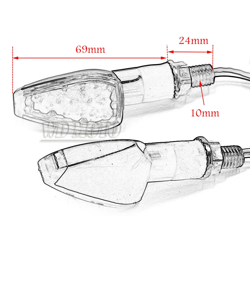 Новый Мотоцикл Черный Корпус Прозрачные Линзы 14 LED Янтарный Сигналы Поворота
