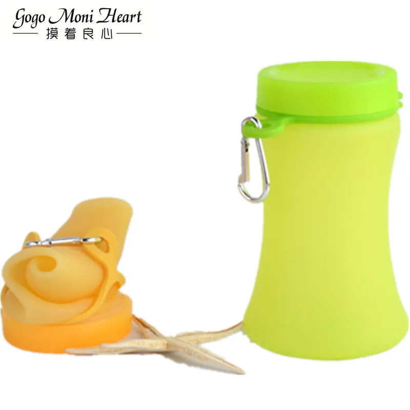 

550ML Food Grade Silicone Folding Bottle Creative Collapsible Sports Portable Outdoors Bottles FDA Free 7347