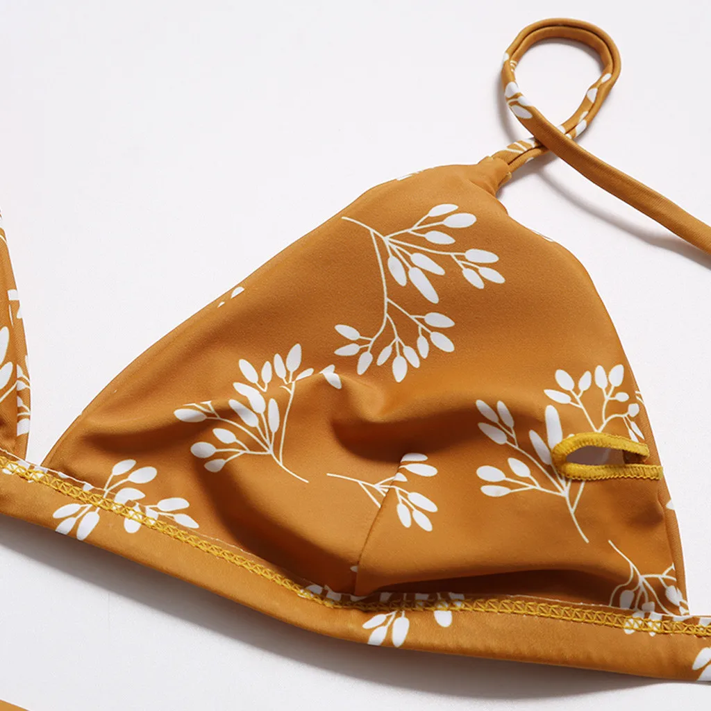 SAGACE повязка купальник бикини для женщин желтый комплект 2019 ванный печати Слинг