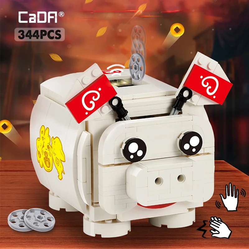 

Cada 544PCS Induction Mini Pig Electric Sound-light Induction Animal Building Block Bricks Pig Toys for Kids