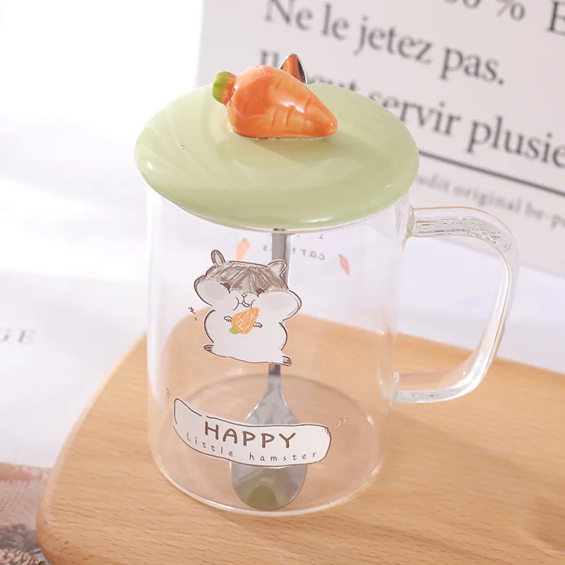 400 мл Милая стеклянная чашка для моркови мультяшный кролик молоко завтрака