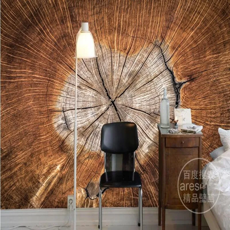 Beibehang пользовательская большая роспись ретро фотообои с кольцом из дерева