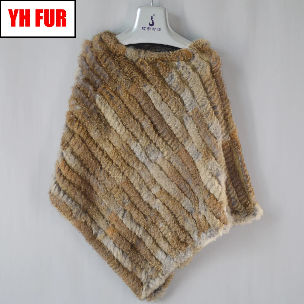 Женский вязаный шарф-пончо из кроличьего меха зимняя шаль натурального 2021 |