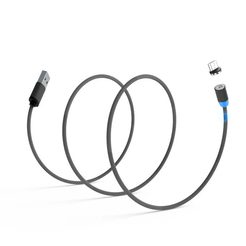 Светодио дный светодиодный магнитный Micro USB кабель для телефона 1 м плетеный