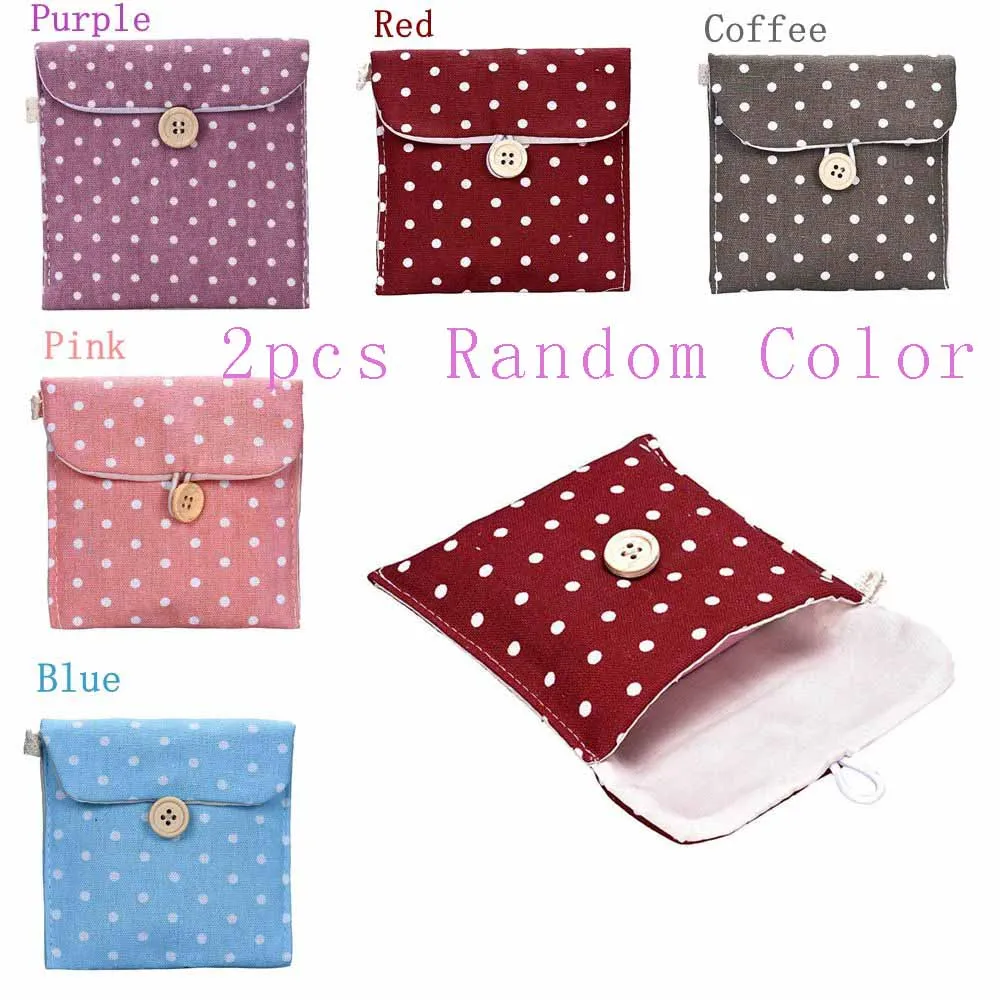 2pcs Random Color 1/2 шт. a19 Портативный в горошек Transer лучший подарок для девочки, хлопковый подгузник сумка для гигиенических прокладок упаковка дорожные органайзеры сумка для покупок - Цвет: 2pcs Random Color