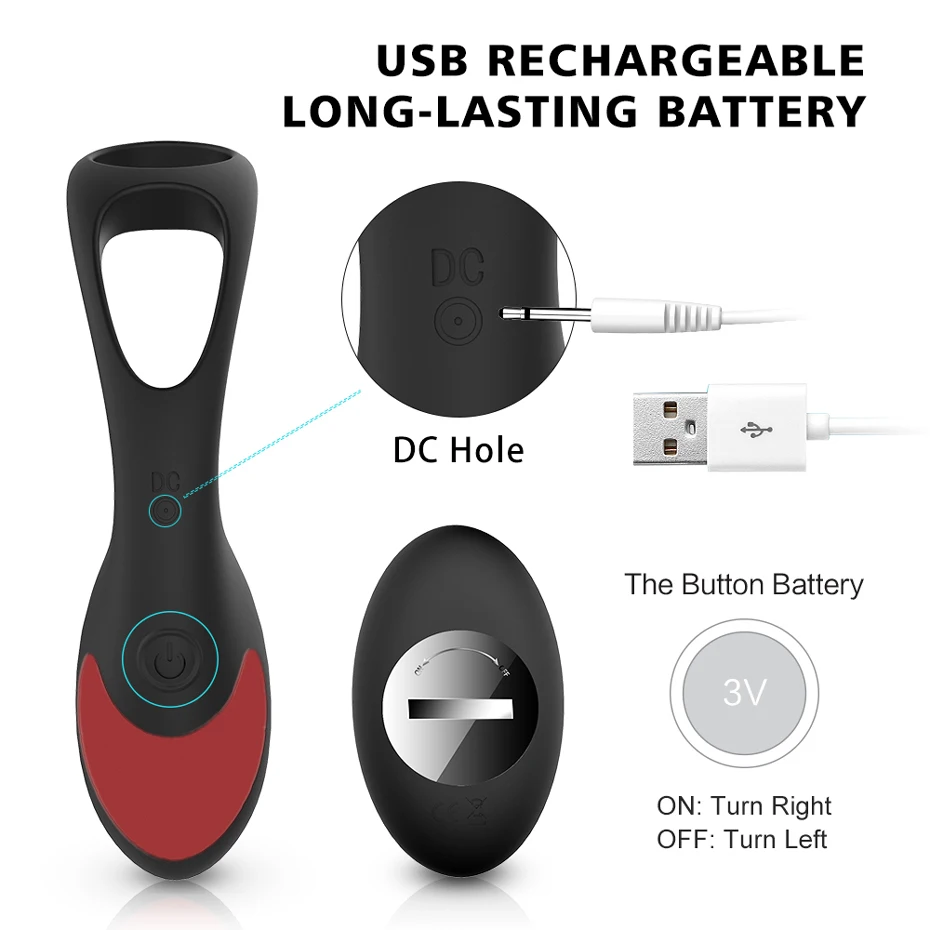 Черный USB Перезаряжаемый мужской массажер простаты с пультом дистанционного