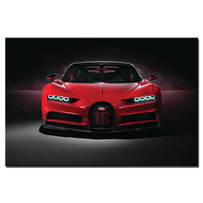 Транспортное средство Wall Art Плакаты Bugatti Chiron суперкар обои Печать на холсте для домашнего декора Сделай Сам картины в рамках A133 - Цвет: Цвет: желтый