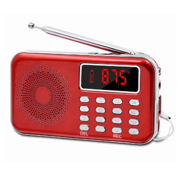 Lefon портативное мини-радио FM стерео приемник динамик рекордер MP3-плеер Поддержка TF SD карты USB AUX светодиодный дисплей фонарик - Цвет: Red