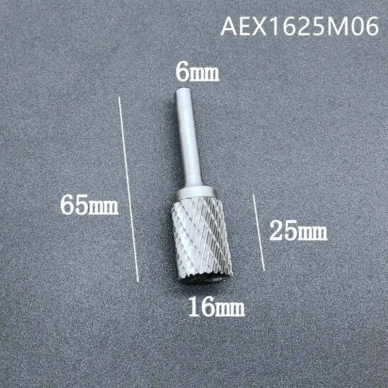 AEX1625M06 Напильник из карбида вольфрама в форме напильника с хвостовиком 1/4 дюйма(6 мм) в форме цилиндра, металлическое долото для роторной шлифовальной машины, 1 шт - Цвет: AEX1625M06