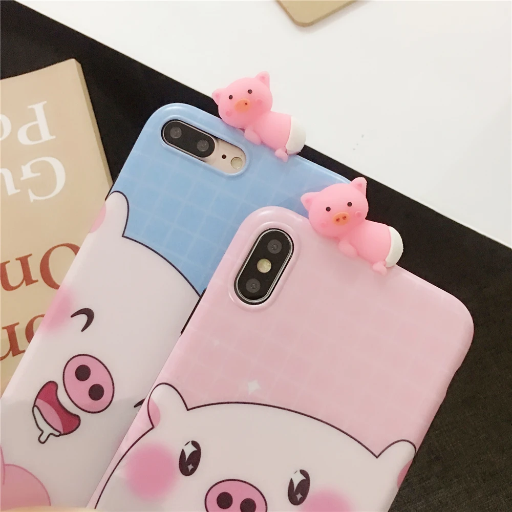 Phone Case For iPhone 6 6S 7 8 Plus X XS XR Max Cartoon Funny 3D Doll Pig Soft TPU Cute Back Cover Cases Funda |