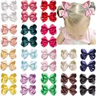 32 шт., заколки с бантами для волос, 4,5 дюйма, премиум-класса, с блестящей шелковой лентой