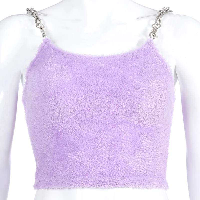 Кроп Топ женский из искусственного меха без рукавов|Топы| |