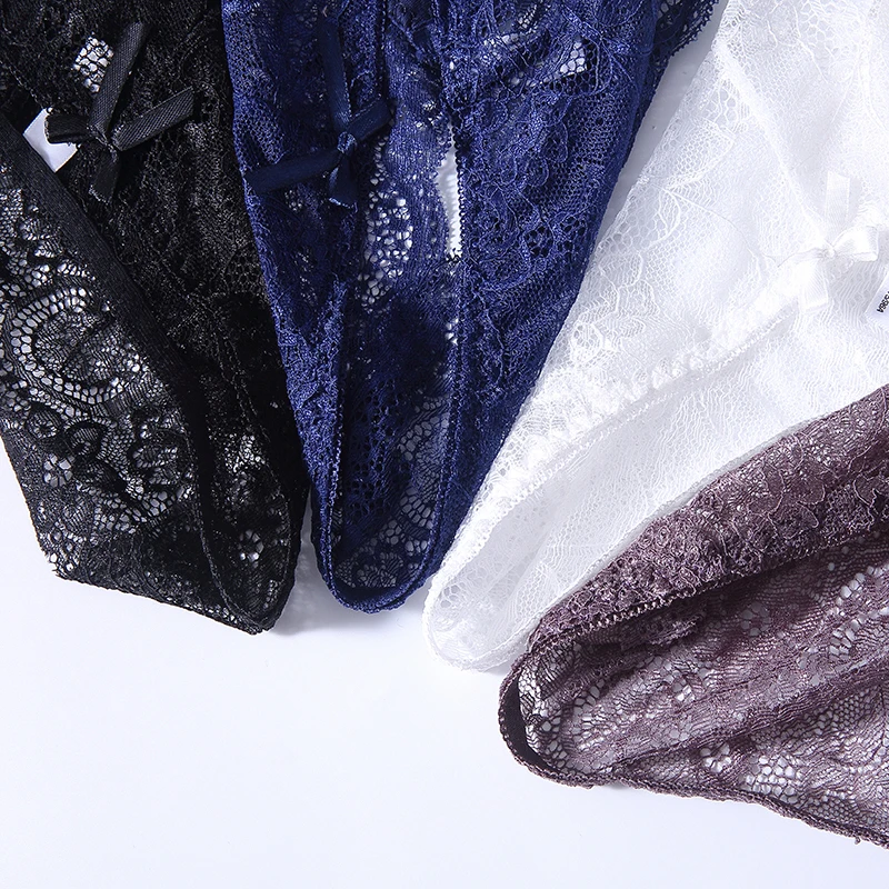 DEWVKV Women's Briefs Sexy Lace Breathable Low-Rise Panties Soft Solid Red Coffee White Blue Purple Black Fashion New Arrival ZC |