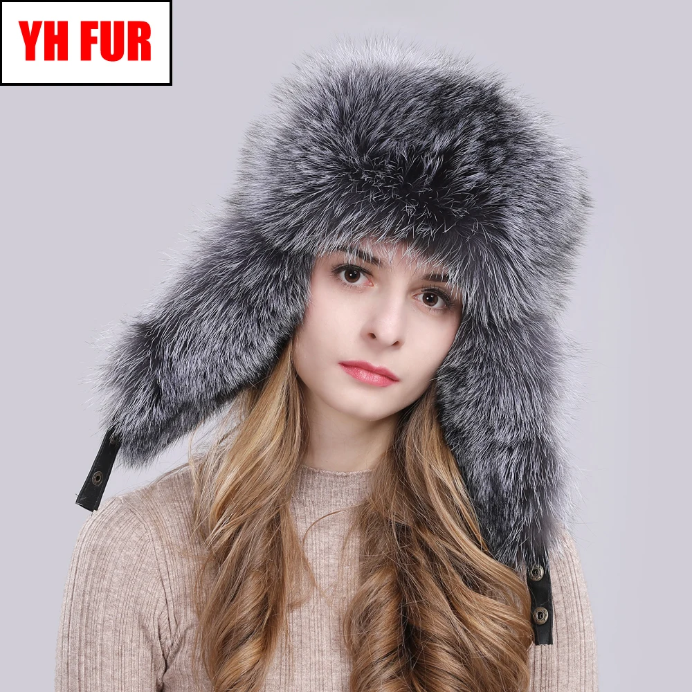 100% из натурального меха лисы шапки ушанки для русской зимы на открытом воздухе