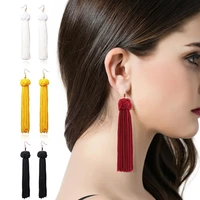 2019 boho ethnic tassel dangle earrings for women black red yellow green pink long cotton drop ear hook statement jewelry