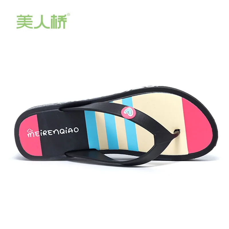 2019 ladies flip-flops thick-soled home slippers women increased thickening outside wearing pinch summer | Обувь