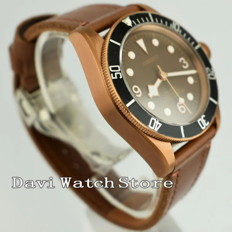 

Corgeut 41mm Retro black bezel coffee Dial Automatic Wrist Watch 2641