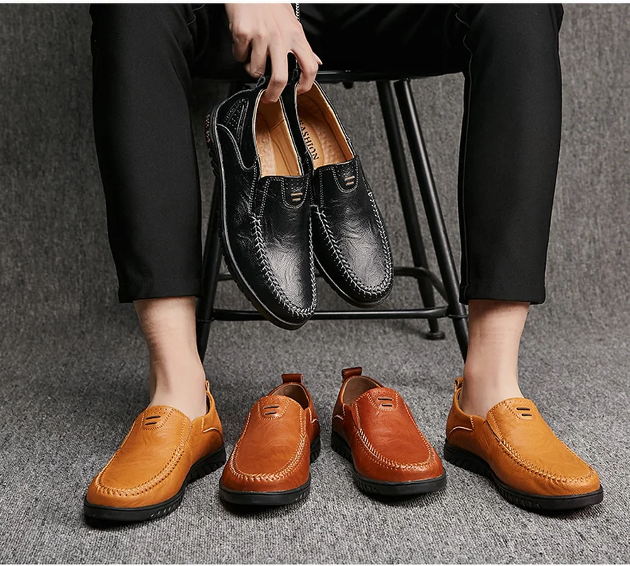 Мужская модельная обувь больших размеров летняя кожаная дышащая модная