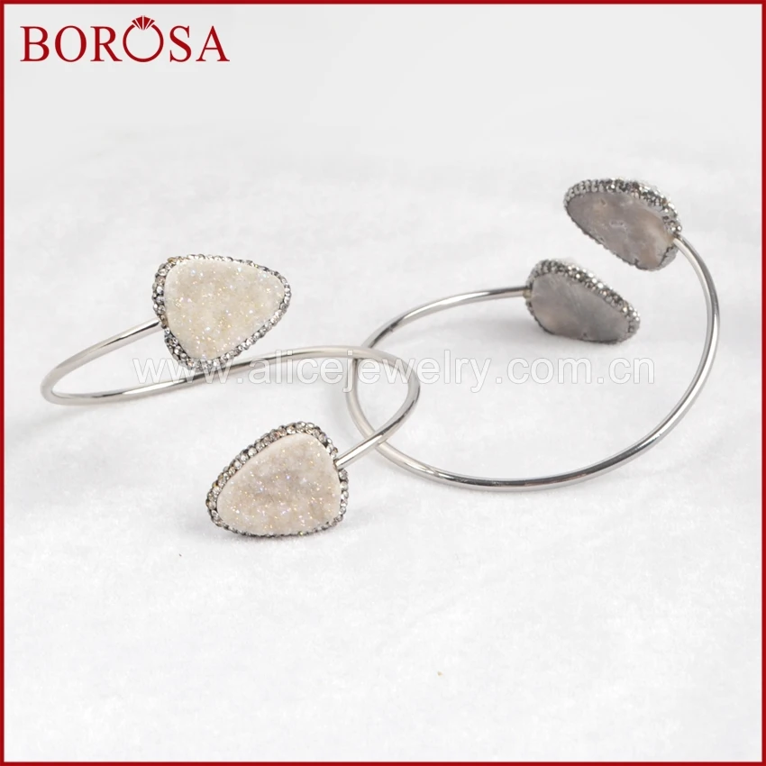 BOROSA 5 шт. Druzy камень браслет двойной кристалл проложили драгоценный треугольник