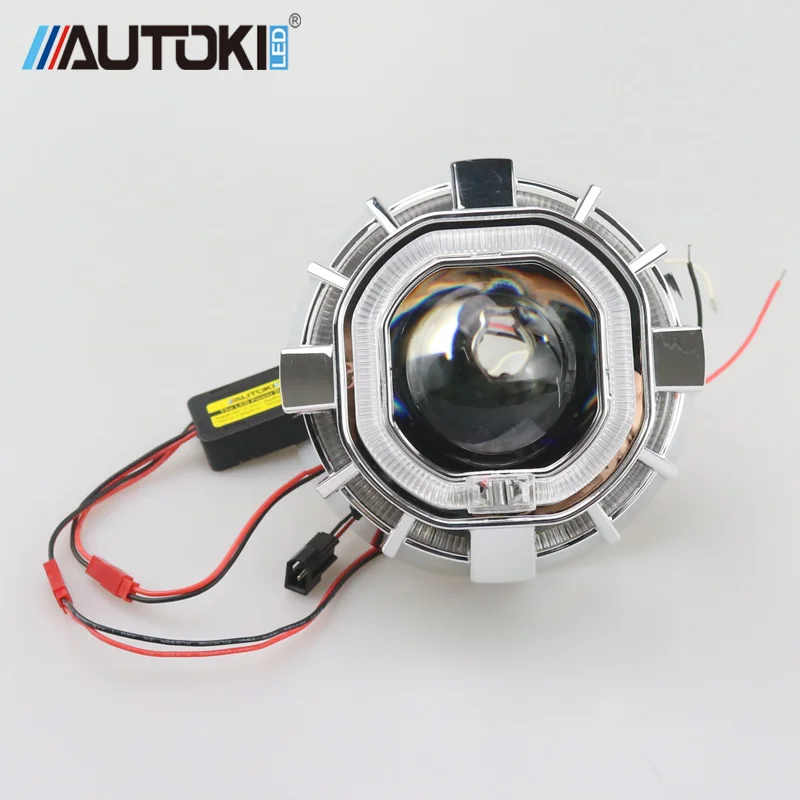 Autoki новый двойной Цвет светодиодный Ангельские глазки DRL с H1 мини Hi/низкая bi xenon