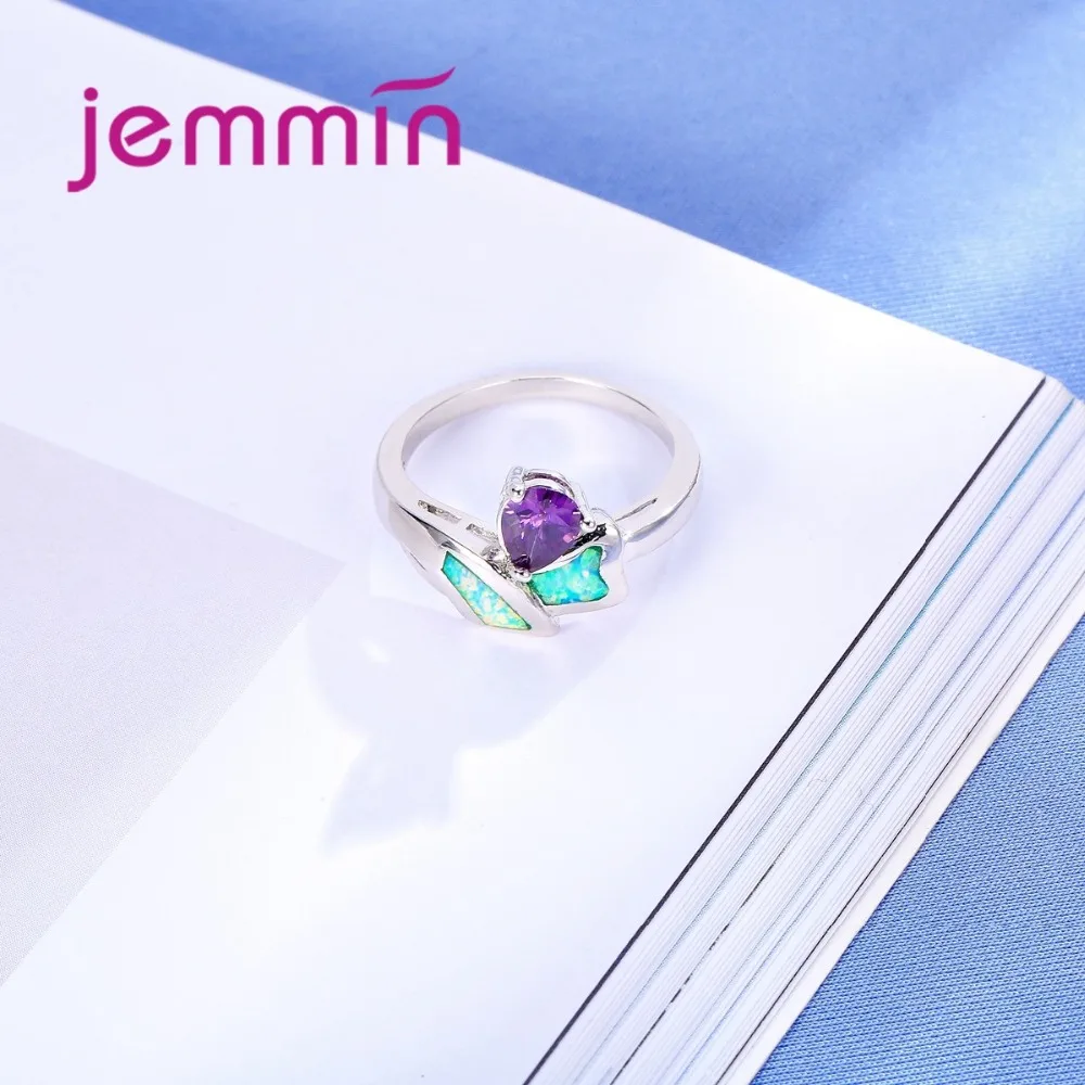 Новое поступление женские зеленые кольца c огненным опалом кабля воды кристалл 925