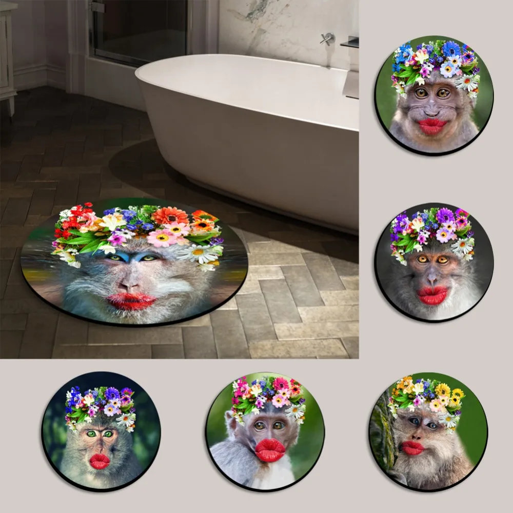 Забавные коврики HUGSIDEA с принтом обезьяны для спальни гостиной тонкие круглые и