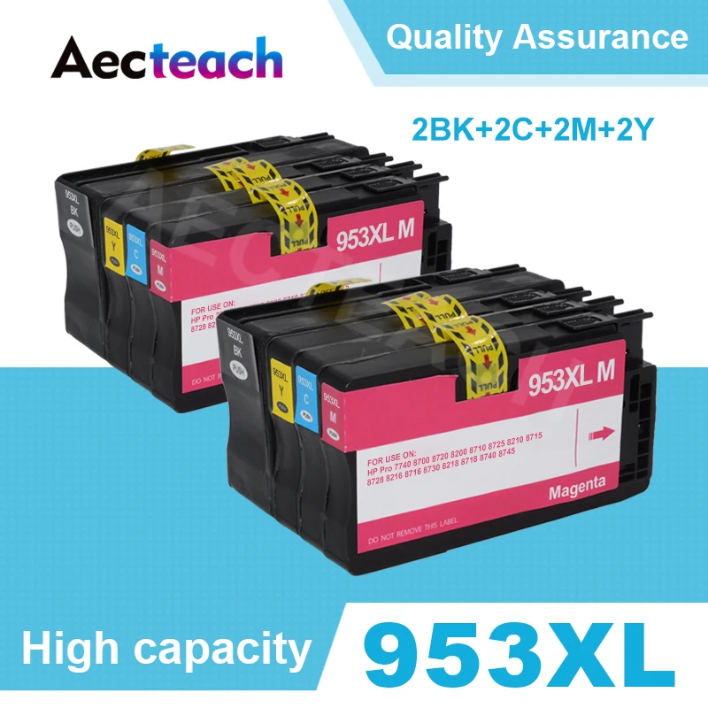 8 шт. картриджи для принтера HP 953 XL Officejet Pro 7740 8210 8218 8710 8715 8718 8719 8720 8725 8728 8730