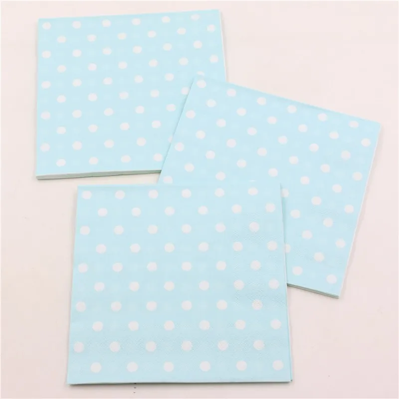 20 шт./упаковка бумажные салфетки в горошек синего/розового цвета детские с днем