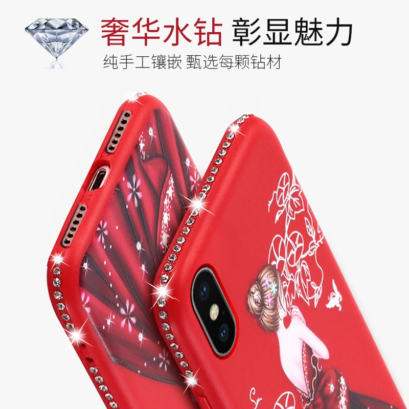 Чехол для телефона Apple iphone X модные Кристаллы и стразы сексуальное платье девушка