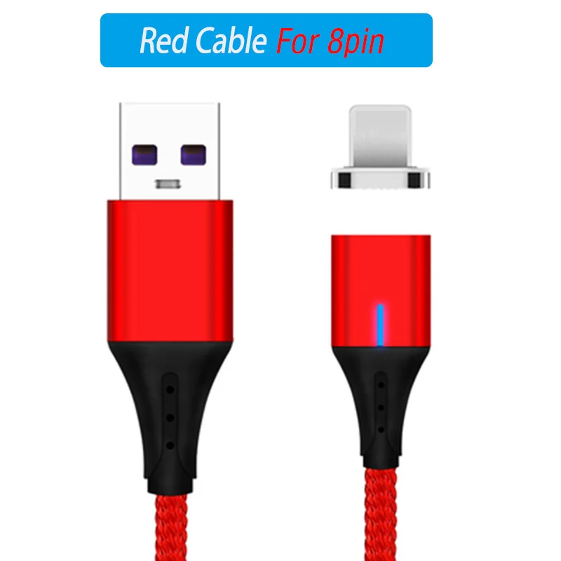 Red For 8pin 1 м 2 м Магнитный зарядный кабель для телефона Магнитный кабель type C кабель usbc Micro Usb Быстрая зарядка для samsung Galaxy Note 10 Plus S10 Tipe C - Цвет: Red For 8pin