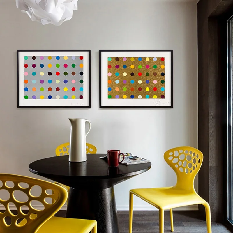 Разные цвета в горошек картина маслом Синий Золотой фон настенные принты для