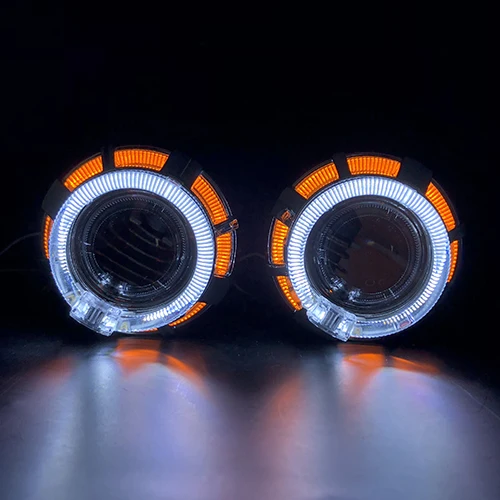 White-Yellow Ronan 2,0 moto H1 bi xenon двойные светодиодные ангельские глазки один набор кожухов H4 H7 адаптер для автомобильных фар использовать H1 лампы для модернизации - Цвет: White-Yellow