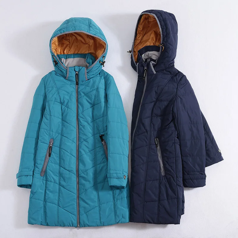 Европейская зимняя куртка женская однотонная свободная с капюшоном длинная