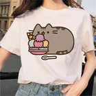 Pusheen Кот футболки Футболка Harajuku Графический Топ Женская футболка одежда Ullzang женские милые Kawaii корейские мультфильмы забавные 90-х