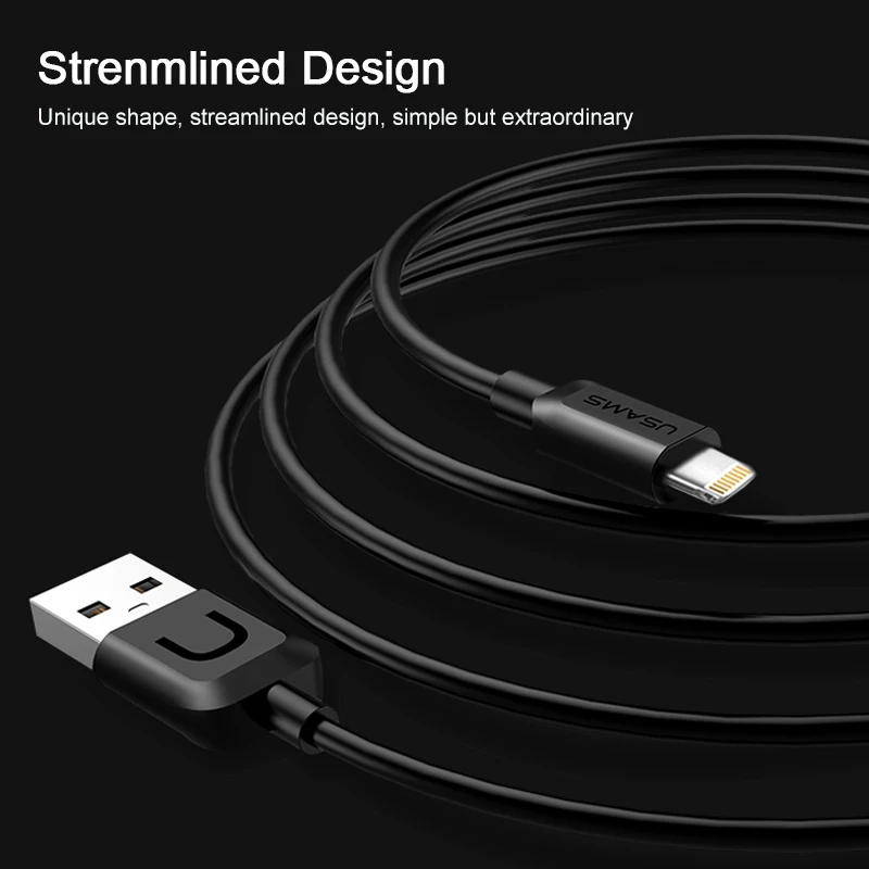 Кабель Micro USB для зарядки и передачи данных iPhone кабель USAMS Type C X 8 7 6 6P plus плоский