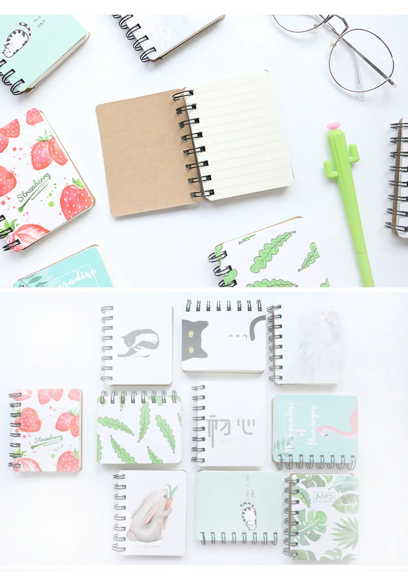 Записная книжка EZONE Coli для Studnts Notes Planner Agenda Kawaii фрукты/Кролик Фламинго напечатанный спиральный блокнот дневник путешественника поставка