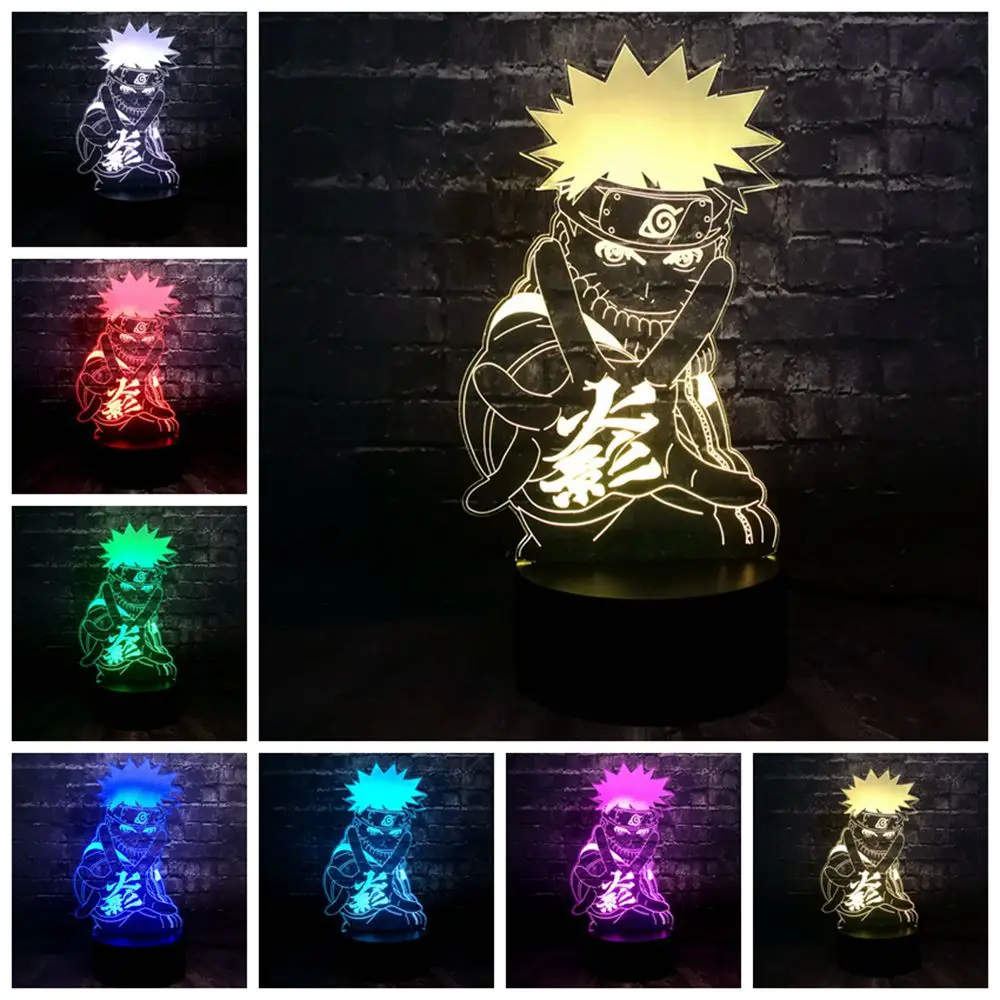 Uzumaki Naruto Прямая поставка 3D японский аниме мультфильм Узумаки Наруто серия Луффи светодиодный 7 цветов Изменение мини USB Лава ночной Светильник настроение игрушка в подарок - Испускаемый цвет: Uzumaki Naruto