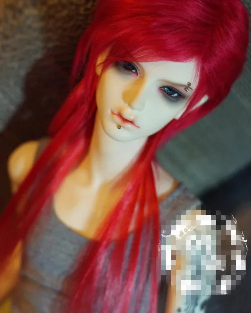 Крутой красный сшивание длинные волосы BJD кукла меховой парик для 1/4 1/3 дядюшка 18 19