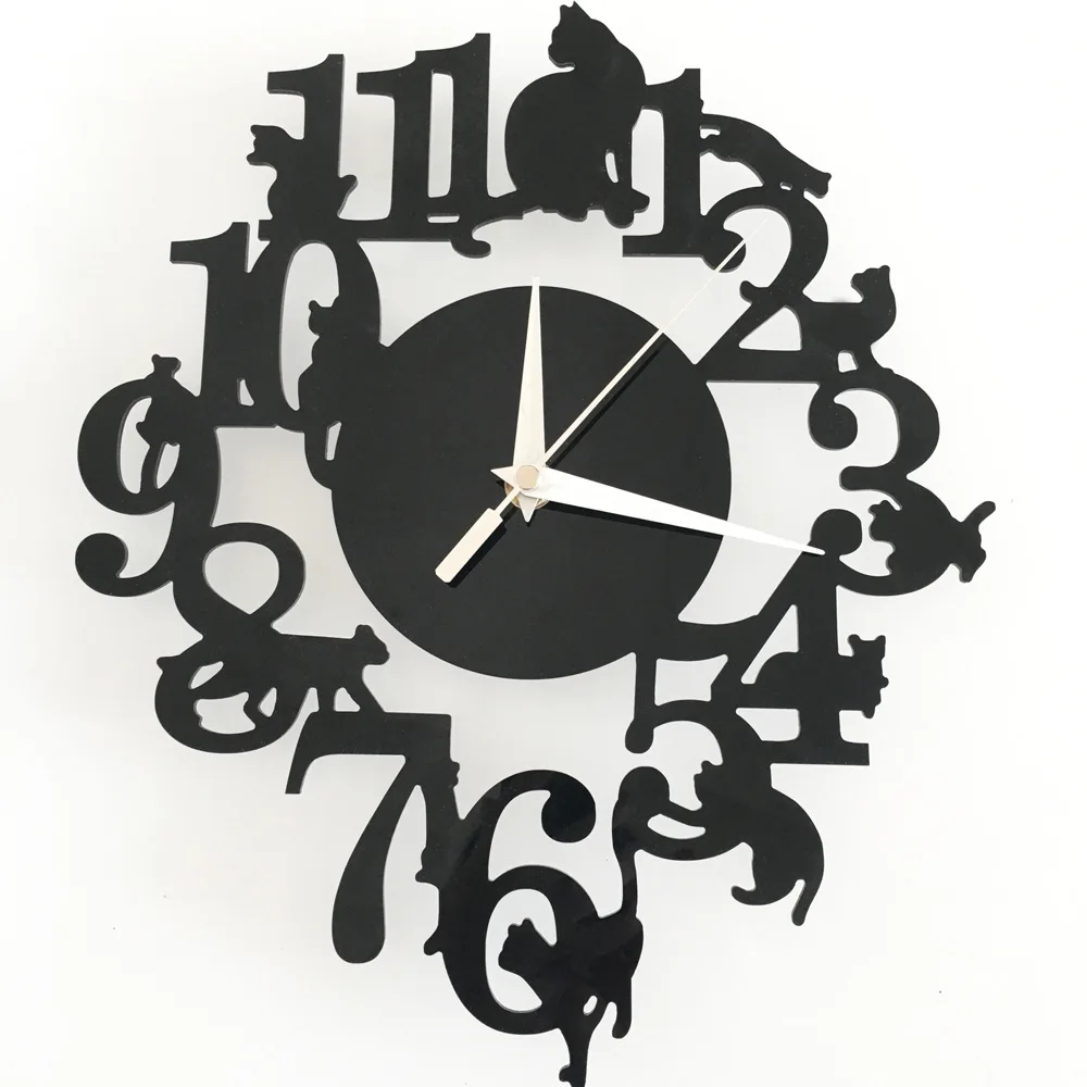 

Europe Hot Products Creative diy cat wall clock study bedroom adornment wall waterproof clock quartz clock