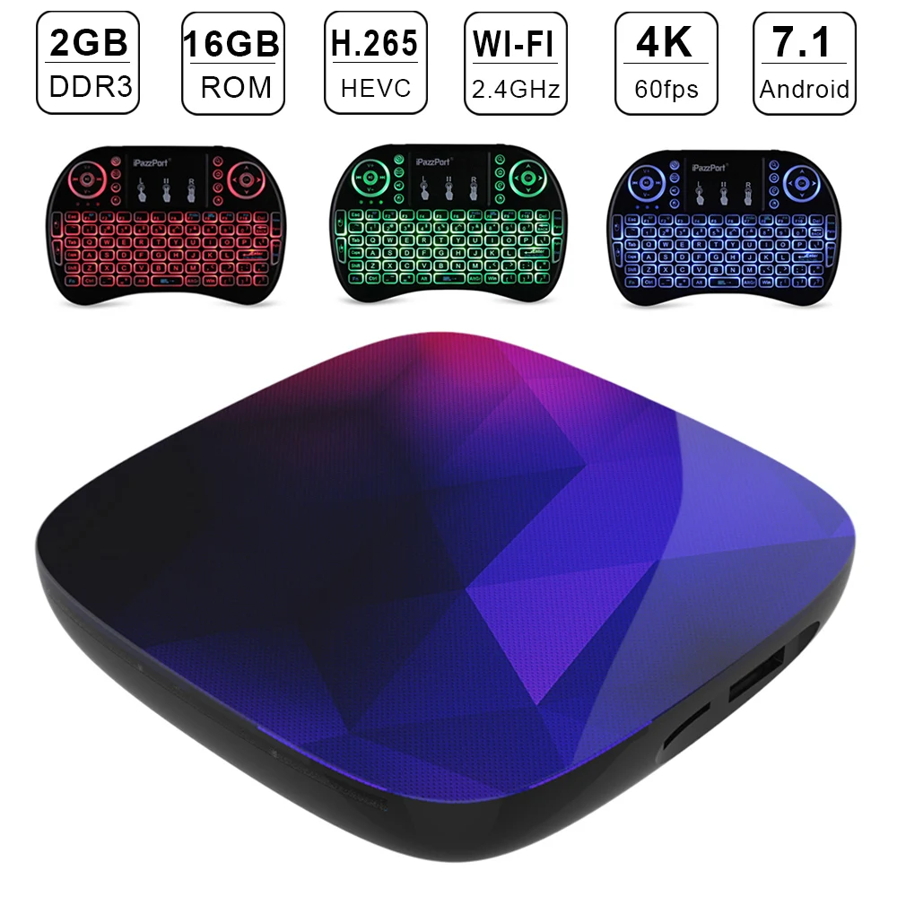 ТВ приставка P68S Android 7 1 2 Гб ОЗУ 16 ПЗУ Rockchip RK3229 четырехъядерный H2.65 4K HD Smart TV 4 ГГц WIFI