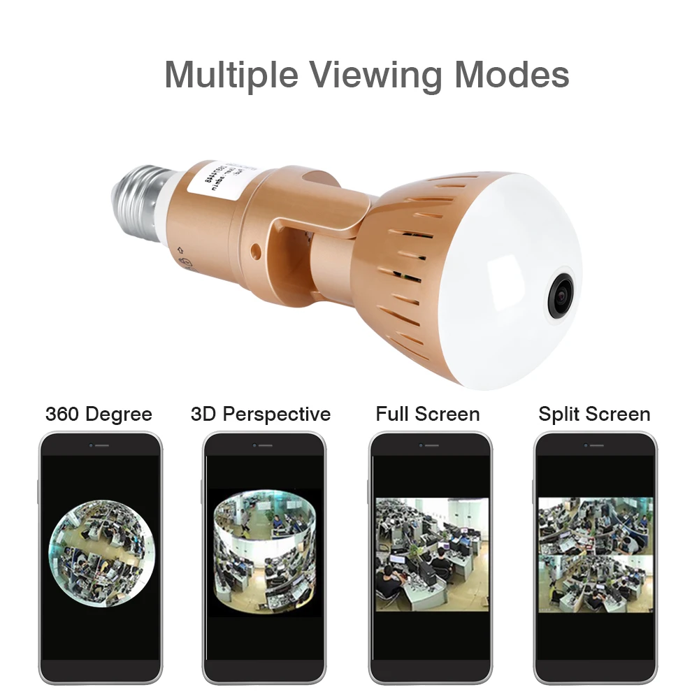 960P Беспроводная панорамная IP 3D VR камера WIFI лампа рыбий глаз наблюдение 180/360