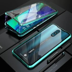 luxury magnetic metal bumpercase for oppo reno cover 360 transparent double sided glass full body case oppo reno case armor free global shipping