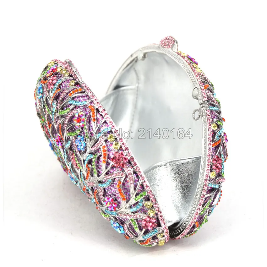 Женский персиковый вечерний клатч с кристаллами цвета шампанского|evening clutch