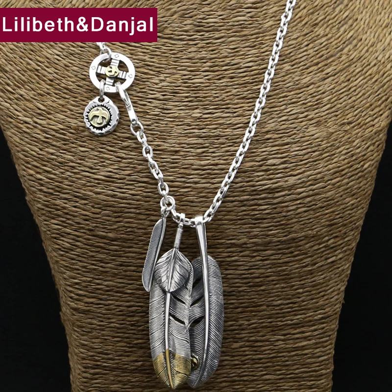 

Costume Feather Eagle Chain Necklace Pendant 100% Real 925 Sterling Silver Women Men Necklace jewelry sets accesorios mujer S05