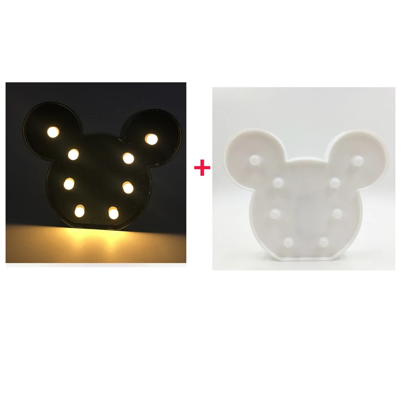 2PCS Leedome 3D романтический лампа LED ночник Микки Стиль лампы шатер дома Рождество AA Батарея светодиодный ночник для домашнего декора - Испускаемый цвет: 2PCS