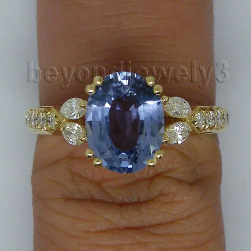 Женское Винтажное кольцо из желтого золота с сапфиром 7x9 мм | Украшения и