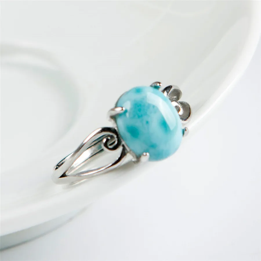 Женские круглые бусины из натурального камня Larimar серебряное кольцо для
