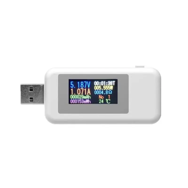 Белый DC USB тестер Ток Напряжение зарядное устройство индикатор Банк мощности батарея Емкость вольт метр детектор времени амперметр - Цвет: Белый